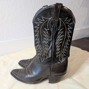 Justin Caribou Leather Style 2417 Embroidered Brown Western Cowboy Boots Sz 10.5